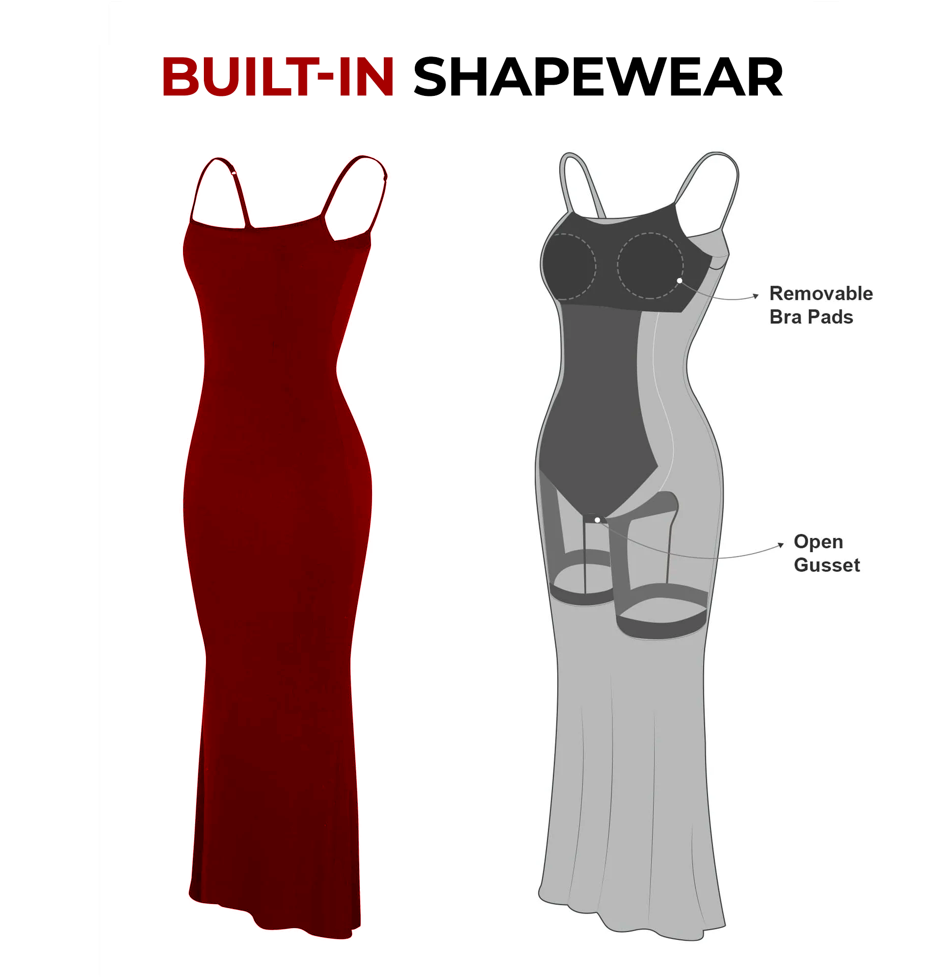 Built-In Shapewear Slip Maxi Lounge Dress