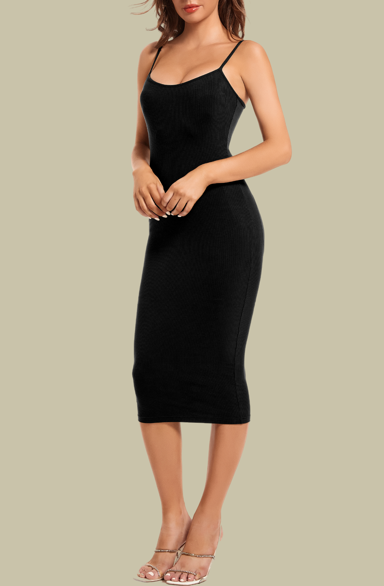 Built-In Shapewear Slip Midi Lounge Dress