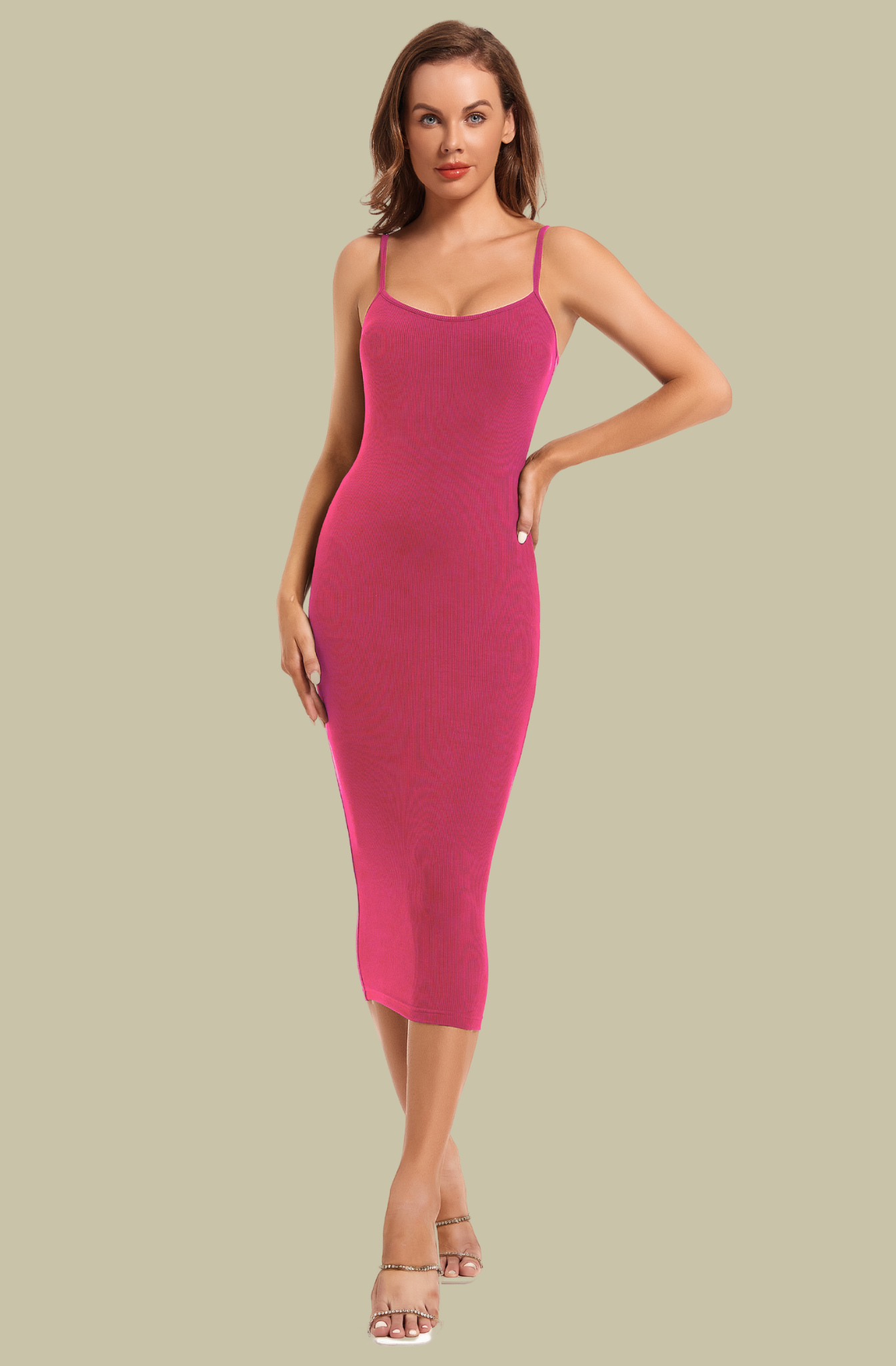 Built-In Shapewear Slip Midi Lounge Dress