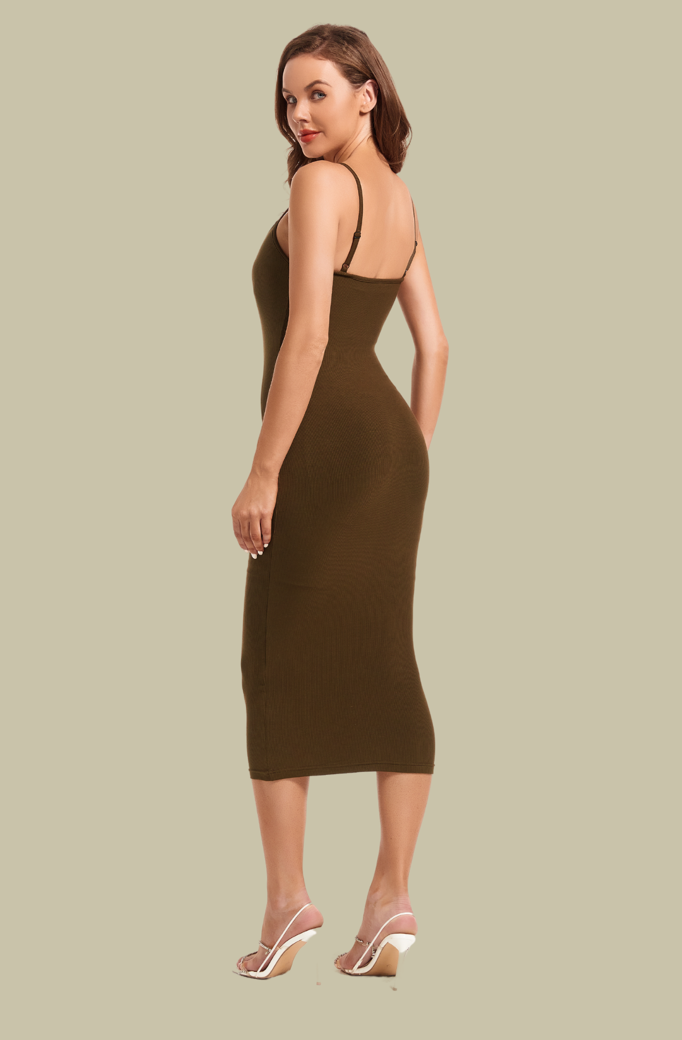 Built-In Shapewear Slip Midi Lounge Dress